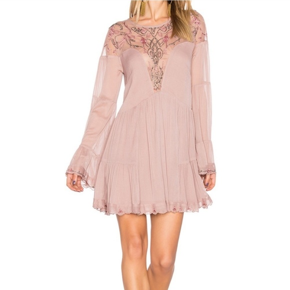 NWT Free People Boho Bell Sleeve Mini Dress - Picture 1 of 8